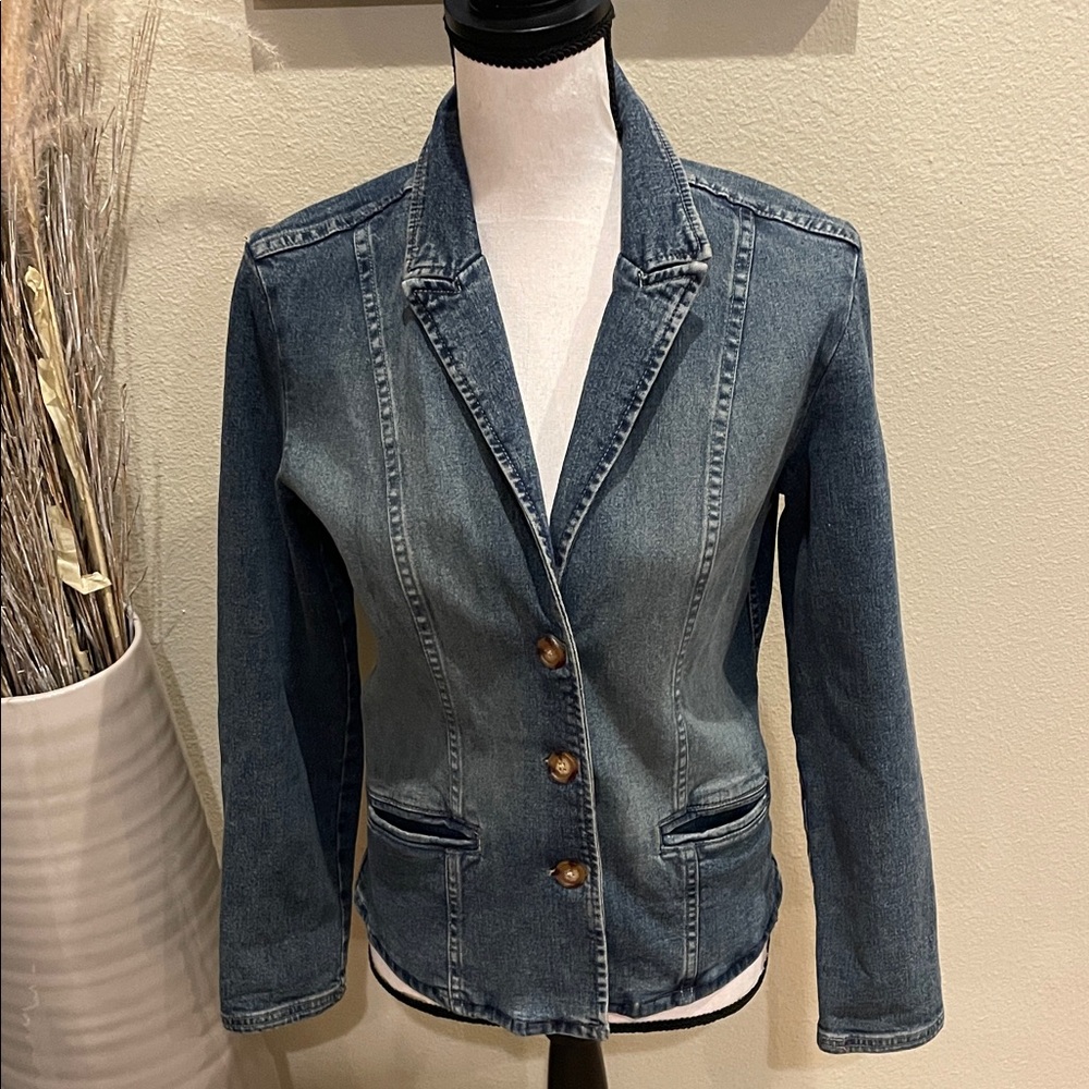 Sundance Vintage Y2K Wash Buttoned Blue Jean Denim Layering Casual Jacket Size 6